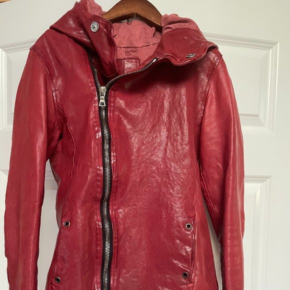 Red Isamu Katayama Backlash Leather Coat size S - Picture 8 of 9
